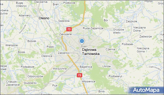 mapa Dąbrowa Tarnowska, Dąbrowa Tarnowska na mapie Targeo